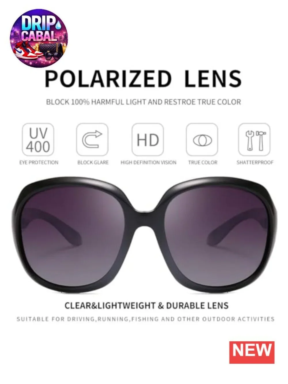 Women's Oversized Polarized Sunglasses Retro Classic Large Frame UV Protection